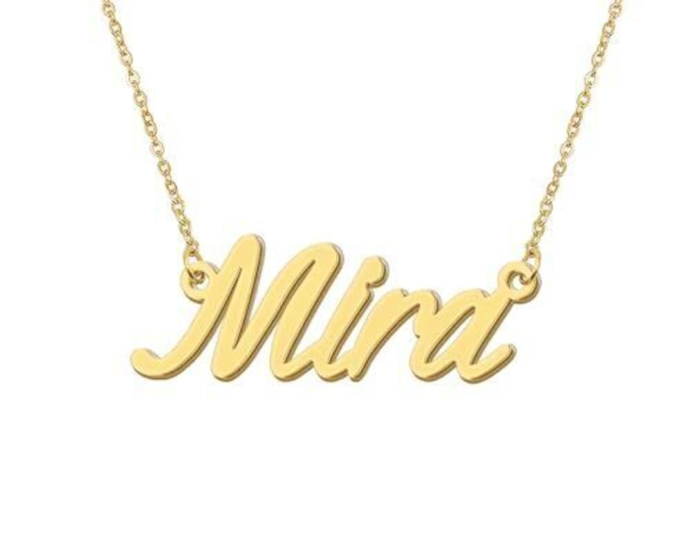 4749 Mira Name Necklace 18k Gold Plated Nameplate Stainless Steel Jewelry